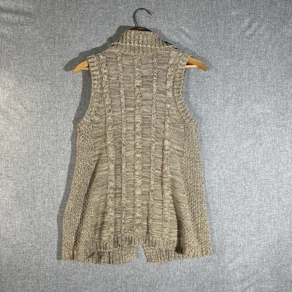 Y2K Brown Knit Sweater Vest Women's w/ Buttons & Front Pockets - Picture 4 of 6